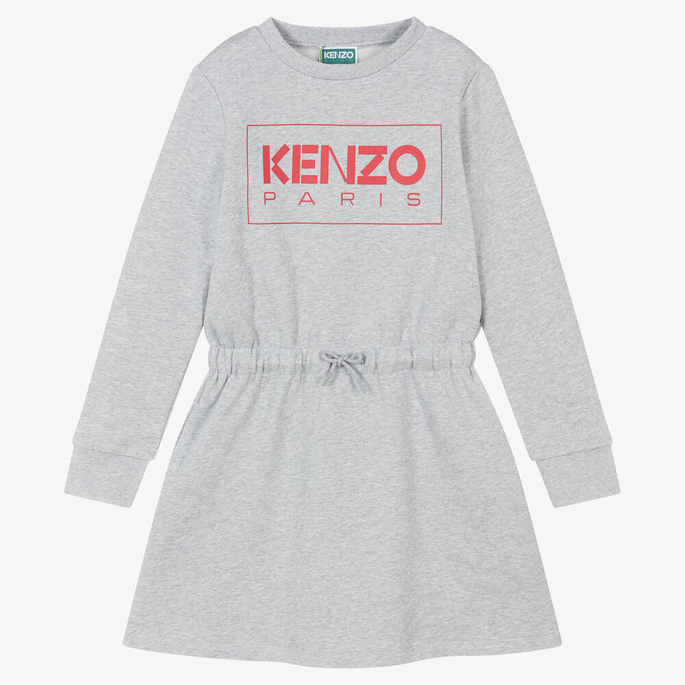 KENZO KIDS - Teen Girls Grey Marl Cotton Jersey Dress | Childrensalon