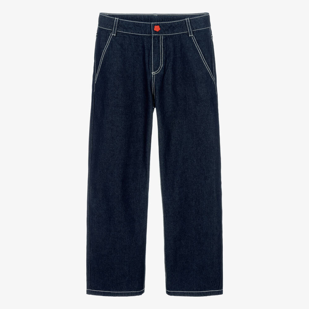 KENZO KIDS-Teen Girls Indigo Denim Wide Leg Jeans | Childrensalon Outlet