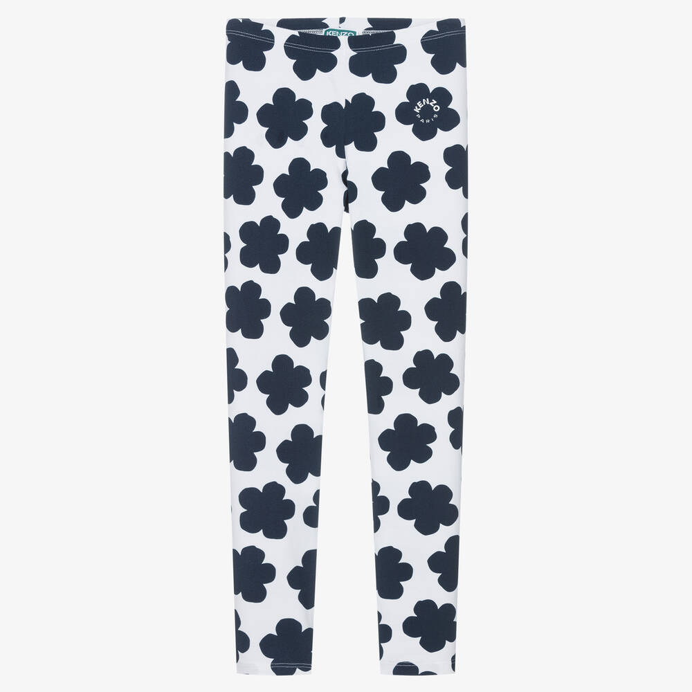 KENZO KIDS - Teen Girls Ivory Cotton Boke Flower Leggings | Childrensalon