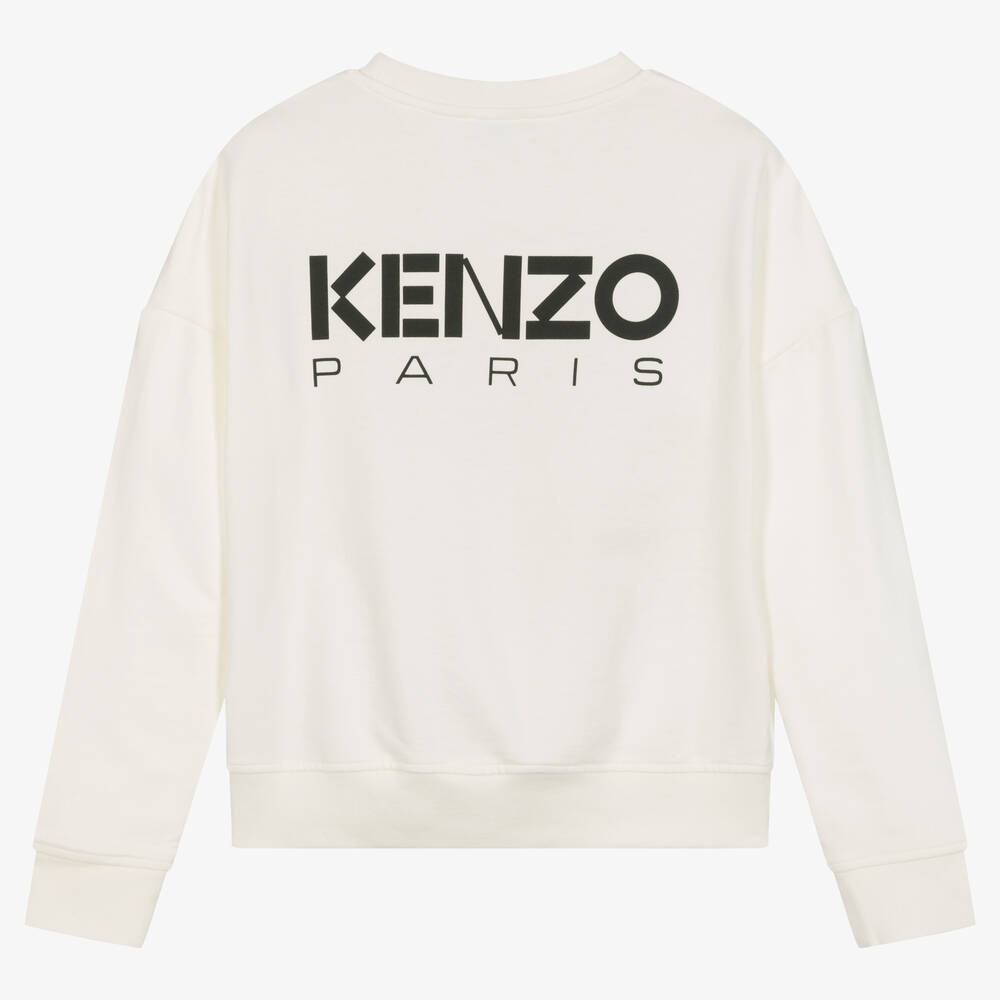 KENZO KIDS-Teen Girls Ivory Cotton Boke Flower Sweatshirt | Childrensalon Outlet