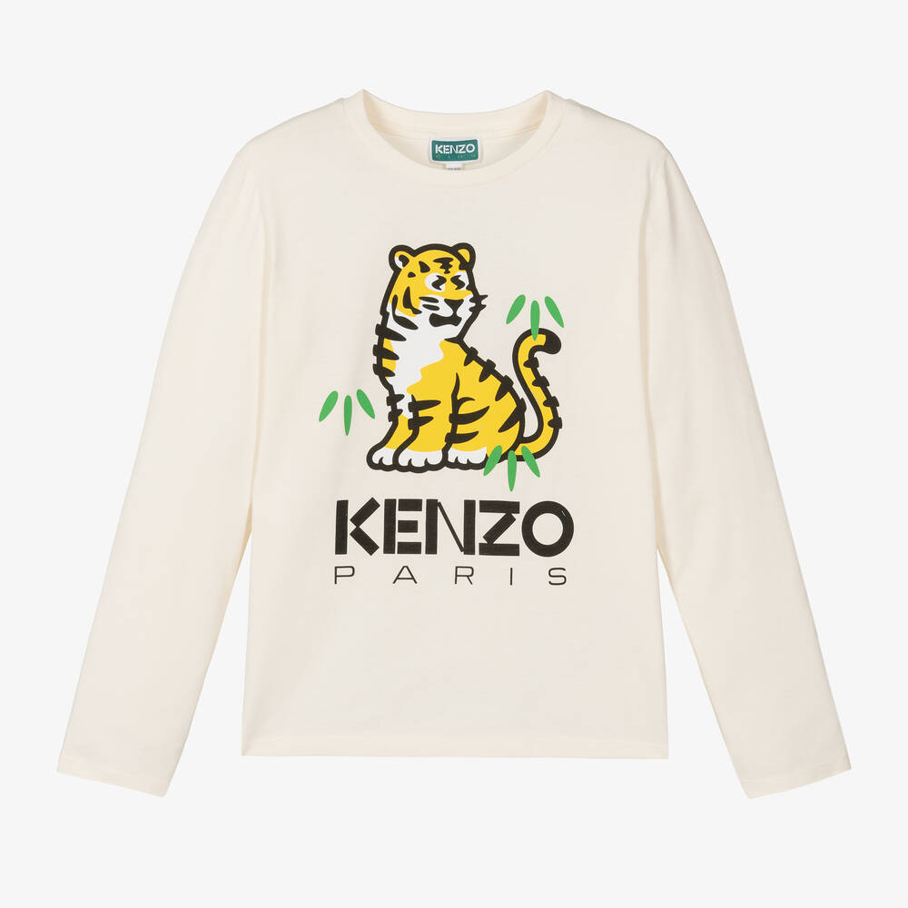 KENZO KIDS - Haut ivoire en coton tigre KOTORA ado fille | Childrensalon