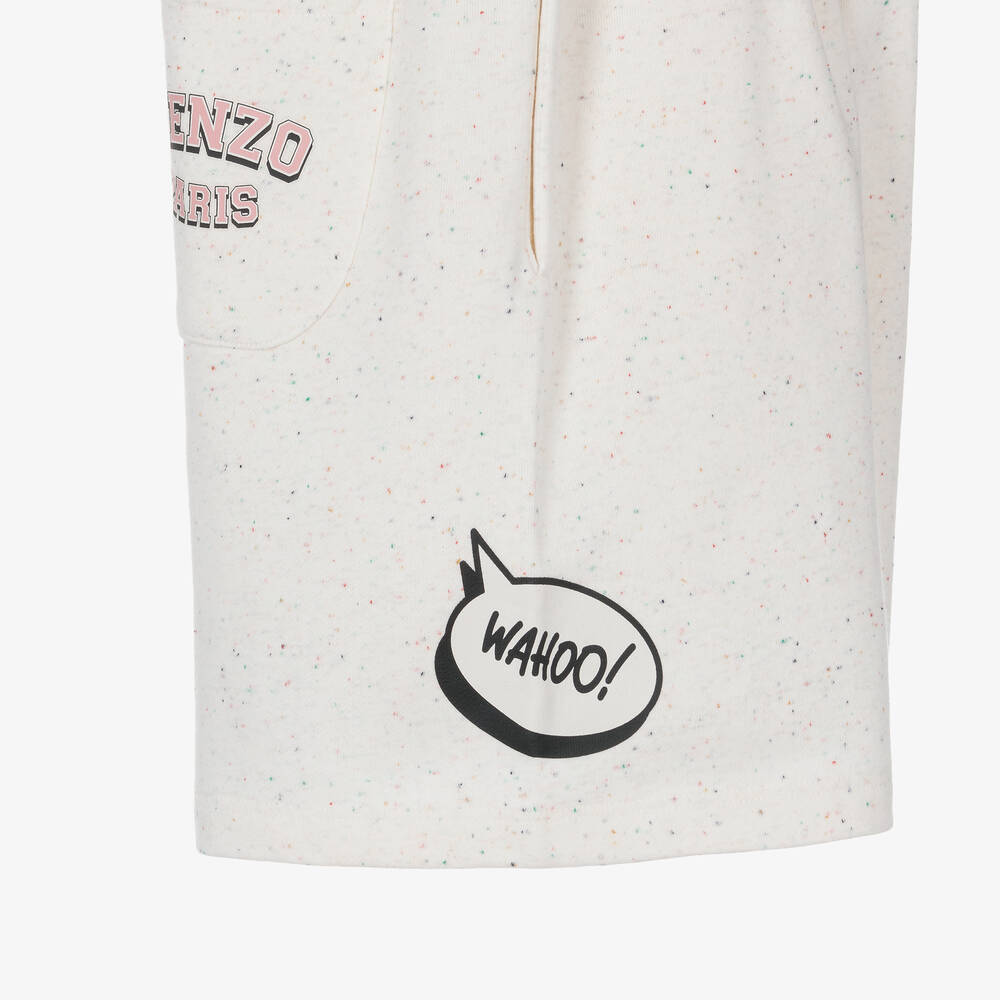 KENZO KIDS-Teen Girls Ivory Cotton Shorts | Childrensalon Outlet