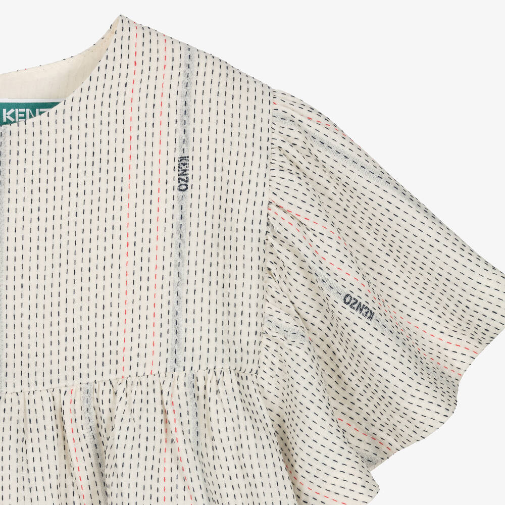 KENZO KIDS-Teen Girls Ivory Cotton Striped Blouse | Childrensalon Outlet