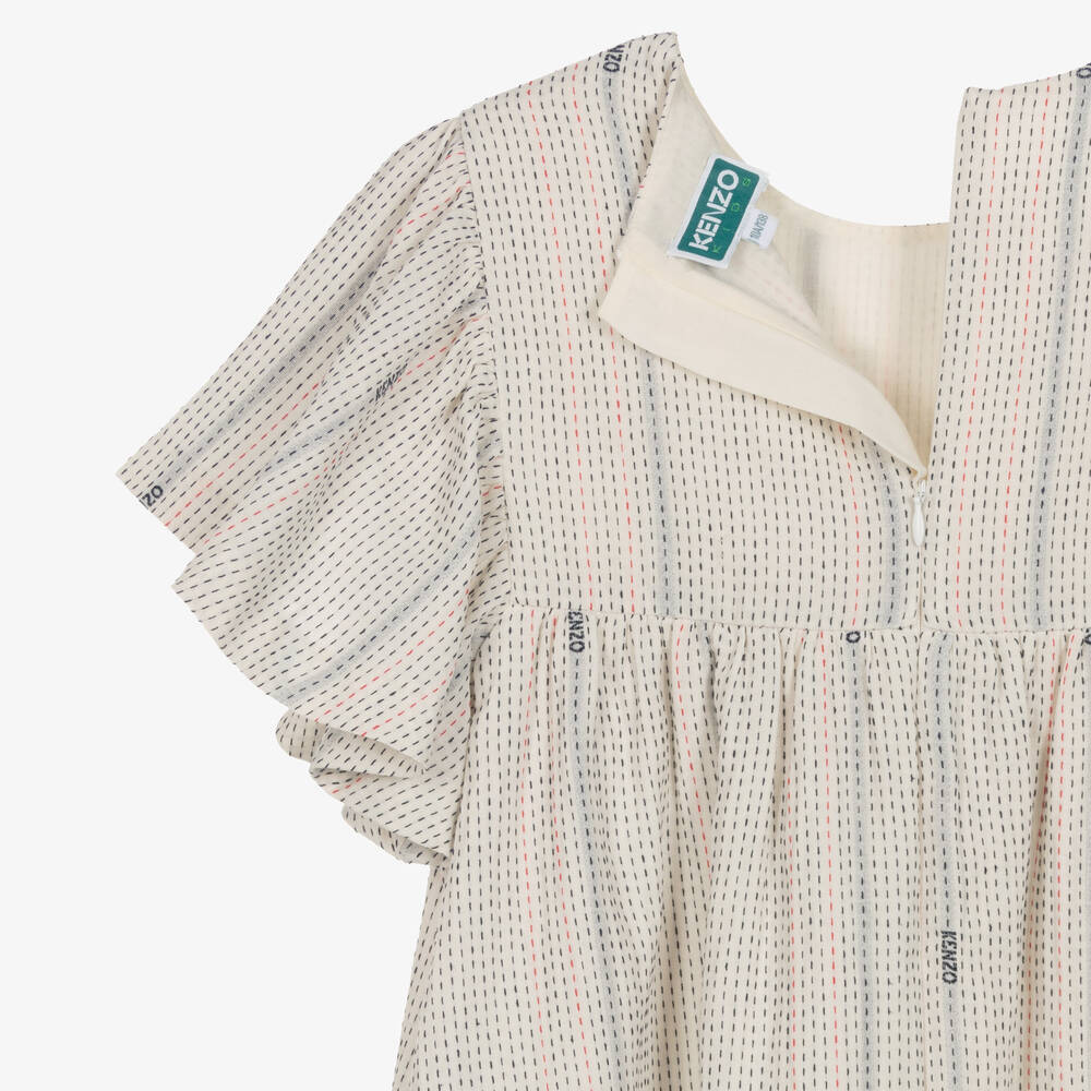 KENZO KIDS Teen Girls Ivory Cotton Striped Dress