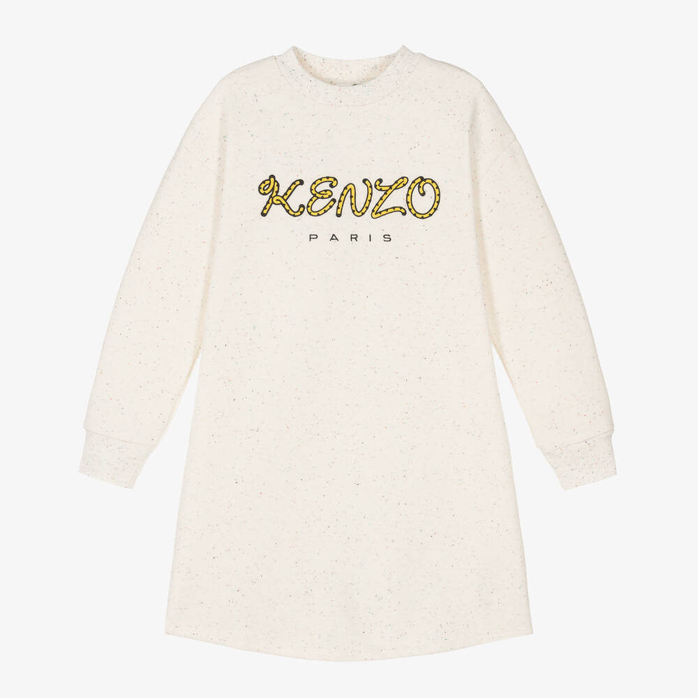 KENZO KIDS - Robe sweat ivoire en coton pour ado fille | Childrensalon