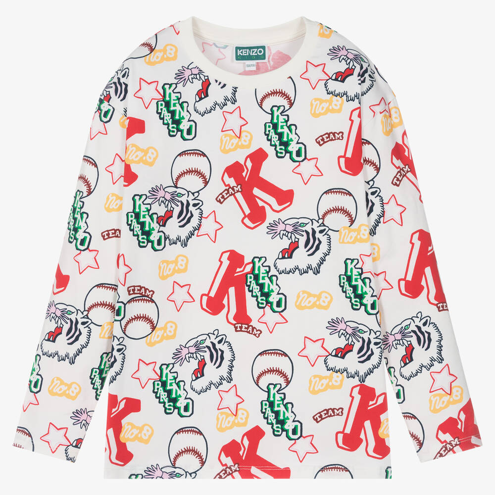 KENZO KIDS-Кремовый хлопковый топ для девочек-подростков | Childrensalon Outlet