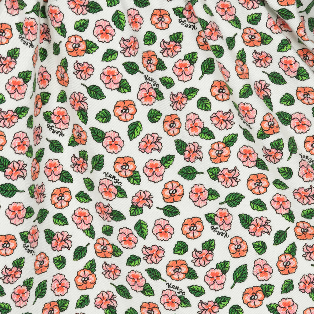 KENZO KIDS-Teen Girls Ivory Floral Denim Dress | Childrensalon Outlet