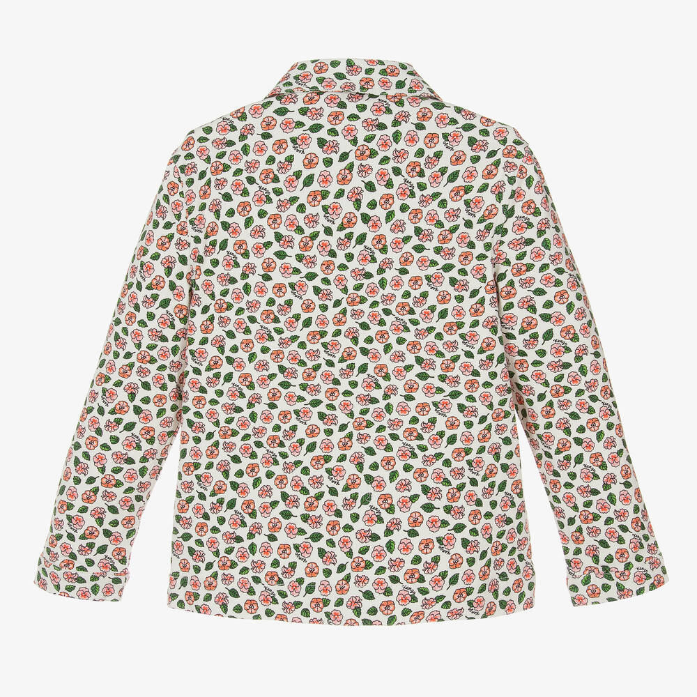 KENZO KIDS-Teen Girls Ivory Floral Denim Jacket | Childrensalon Outlet