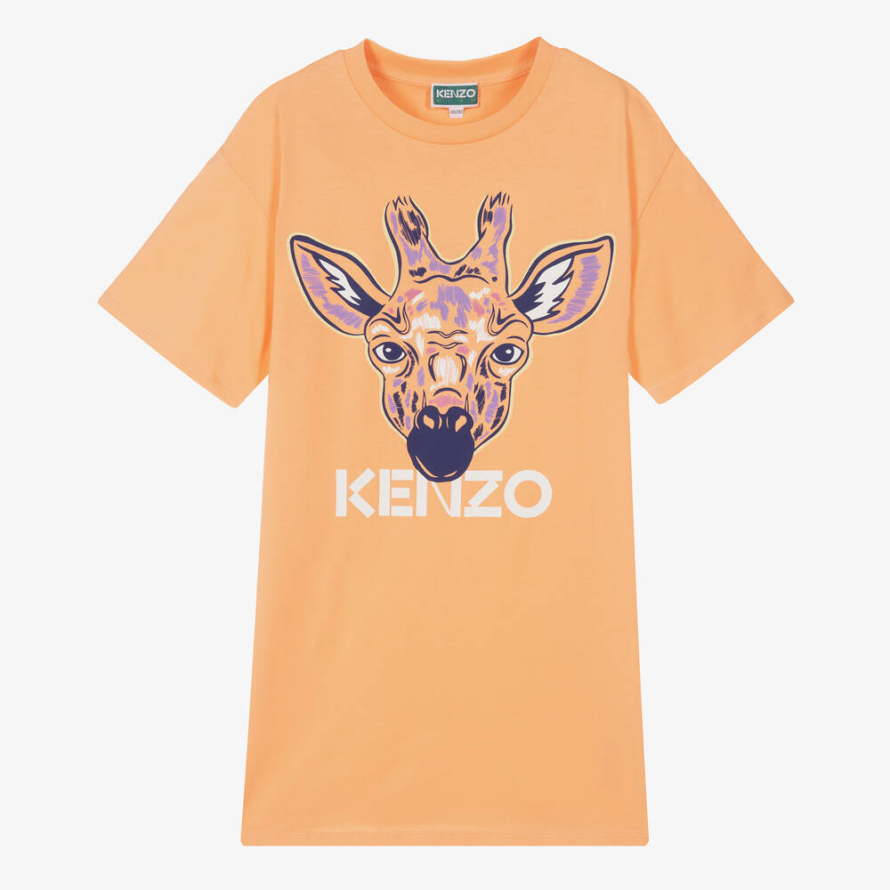 KENZO KIDS - Teen Girls Orange Cotton Giraffe Dress | Childrensalon