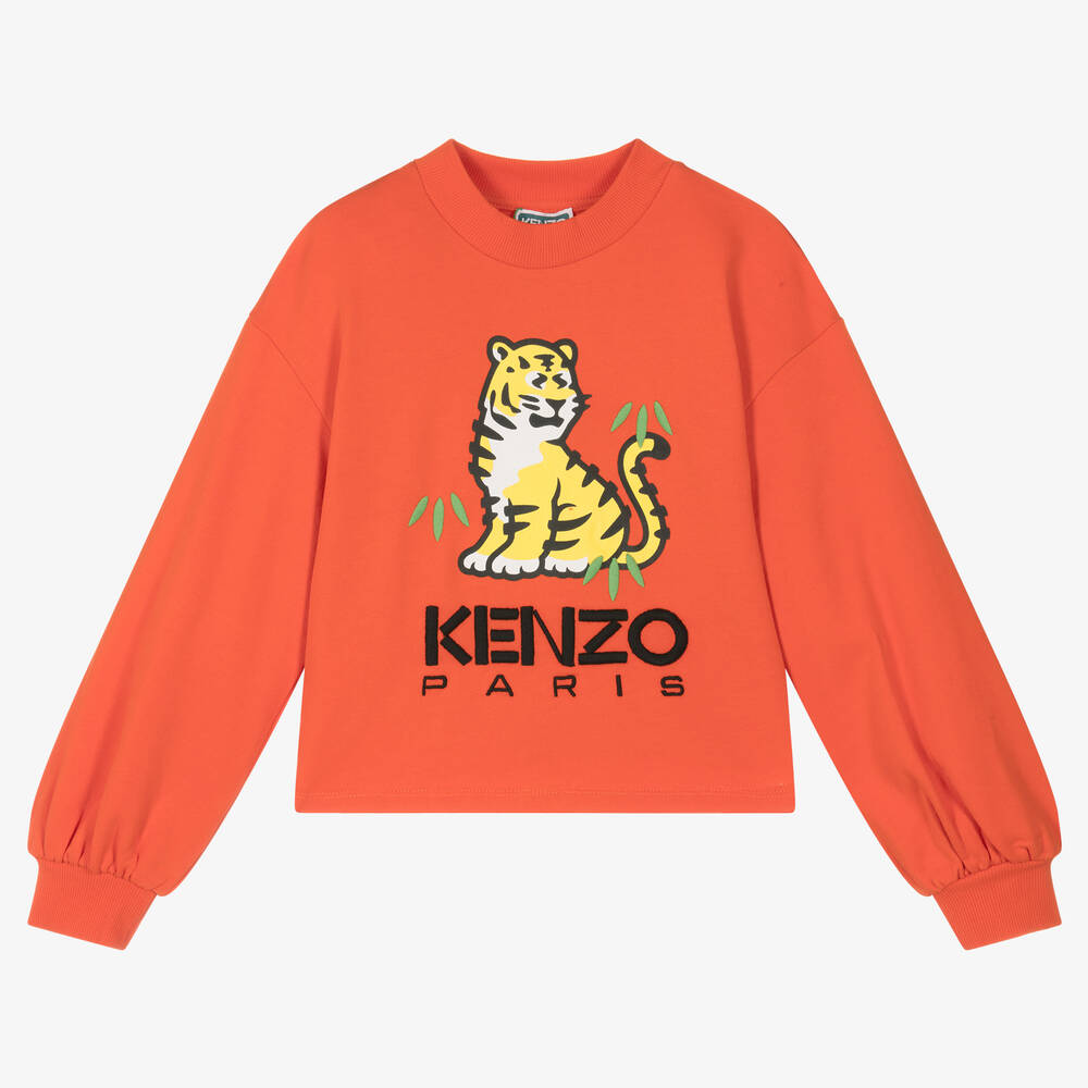 KENZO KIDS - Teen Girls Orange Cotton KOTORA Sweatshirt | Childrensalon