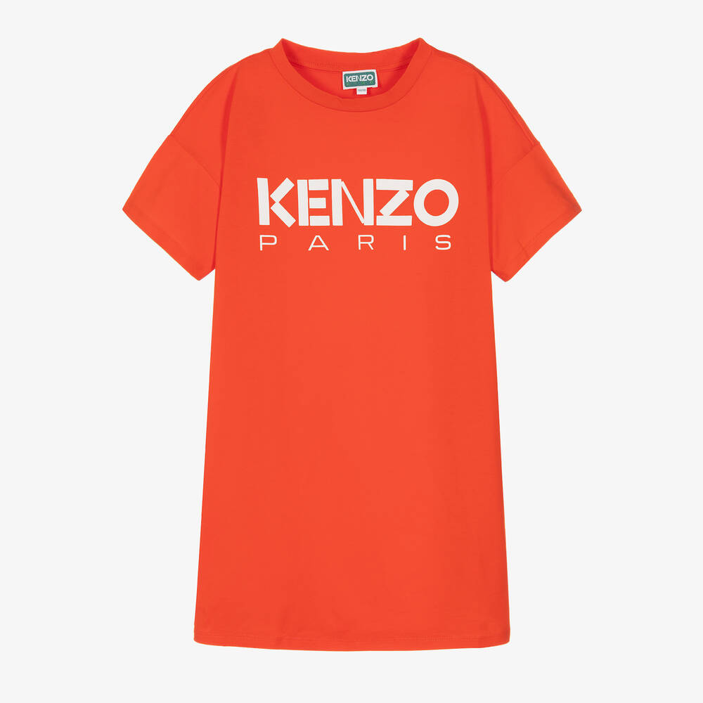 KENZO KIDS - Robe orange en coton ado fille | Childrensalon