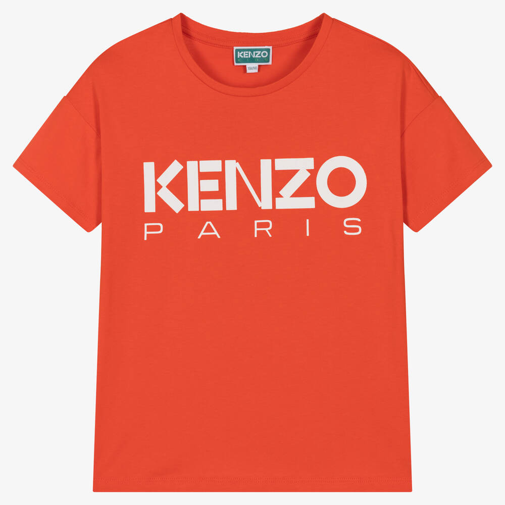 Teen Girls Orange Cotton Logo T Shirt