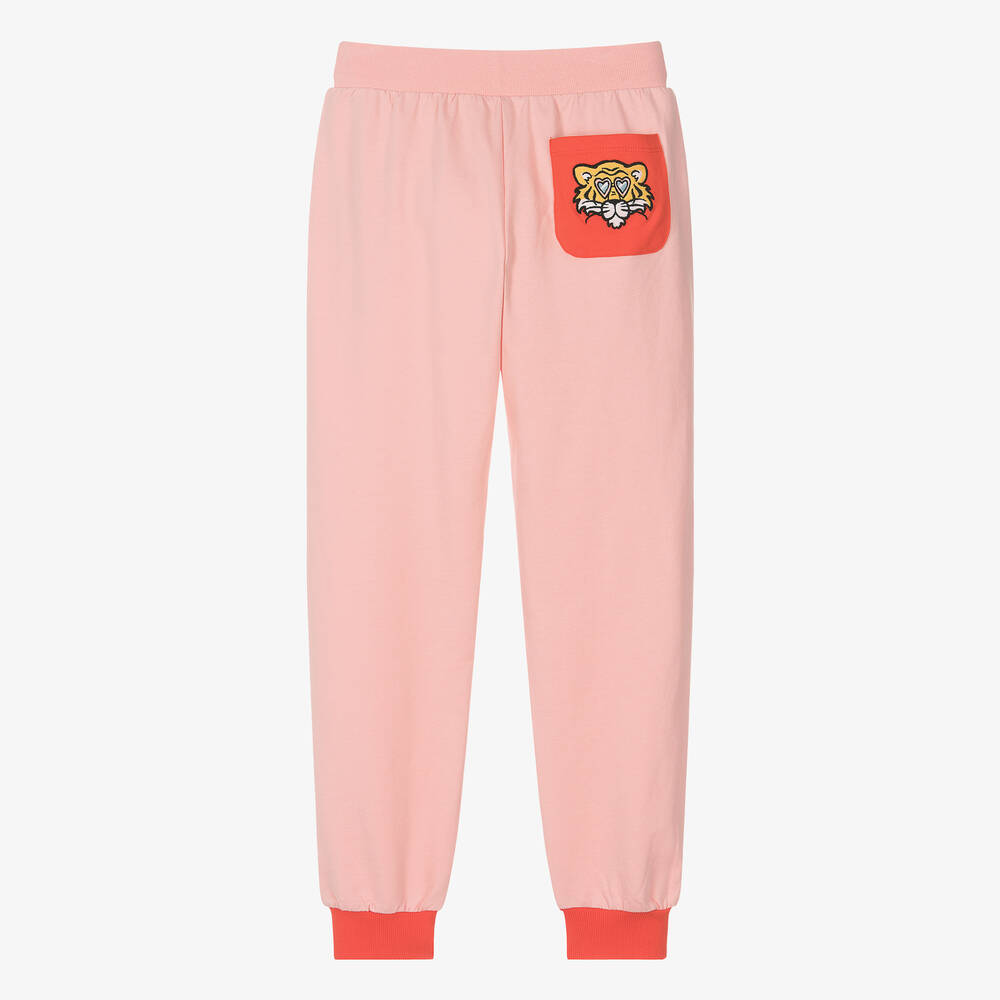 KENZO KIDS Teen Girls Pink Colourblock Cotton Joggers Childrensalon Outlet