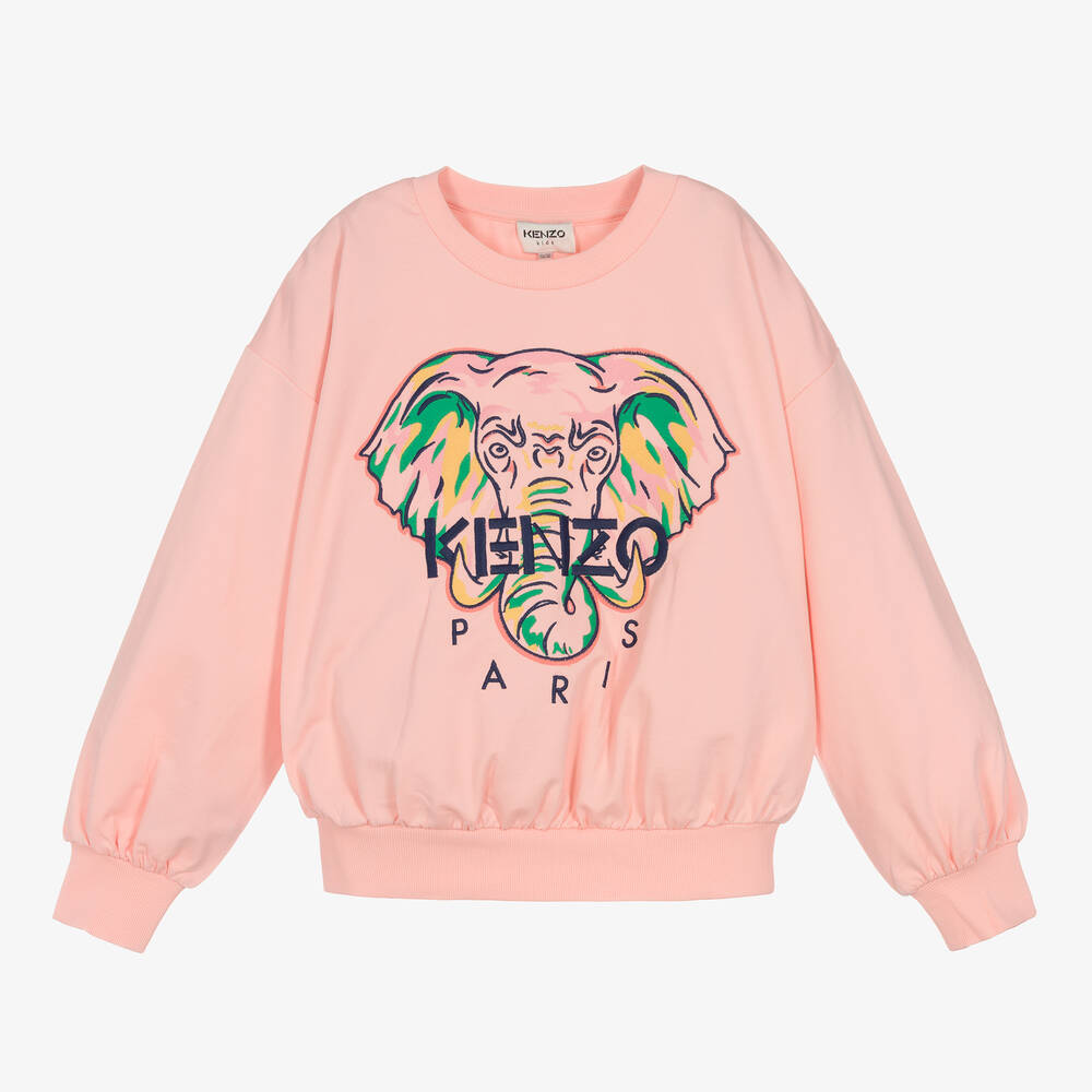 KENZO KIDS - Teen Girls Pink Cotton Elephant Sweatshirt | Childrensalon