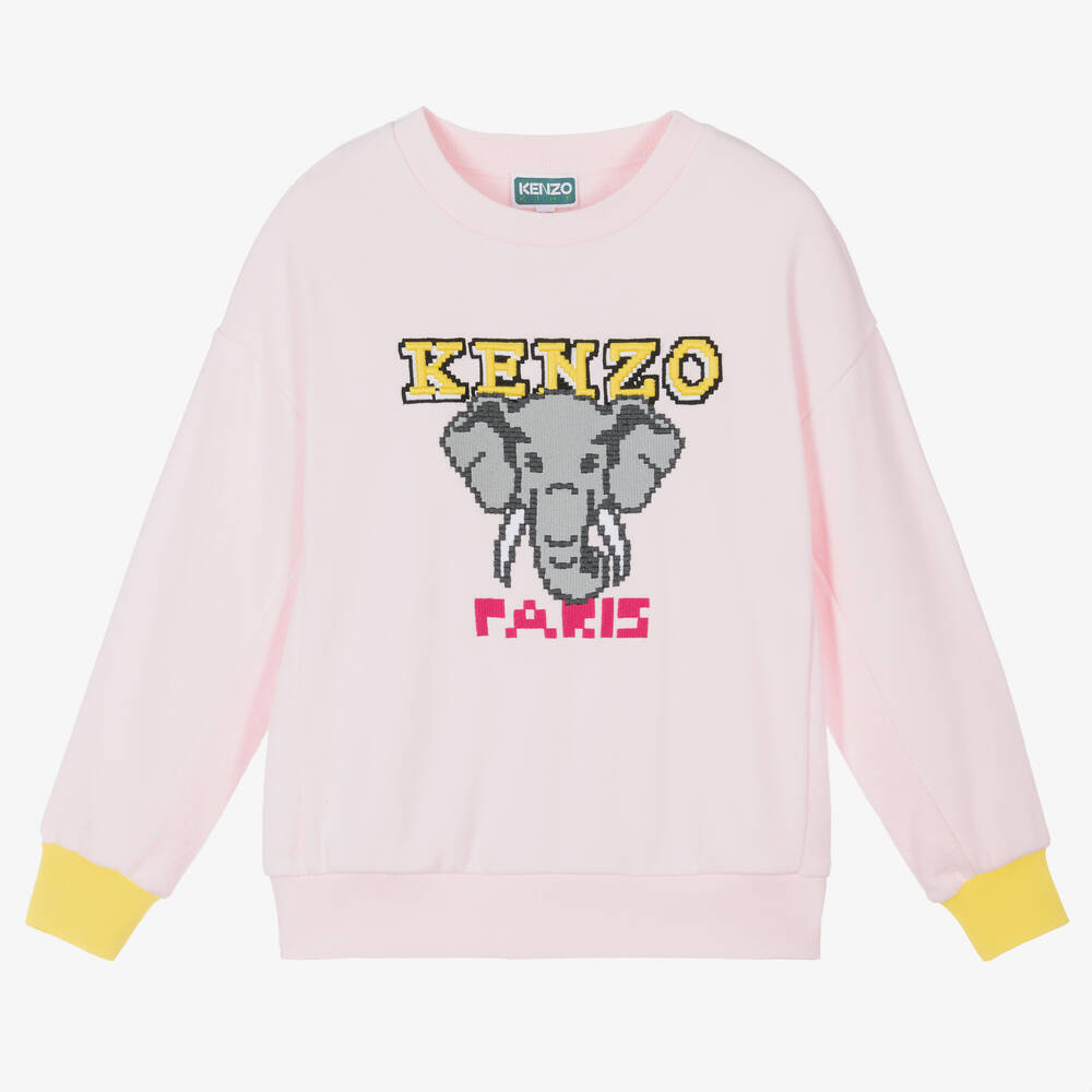 KENZO KIDS - Розовый хлопковый свитшот со слоном | Childrensalon