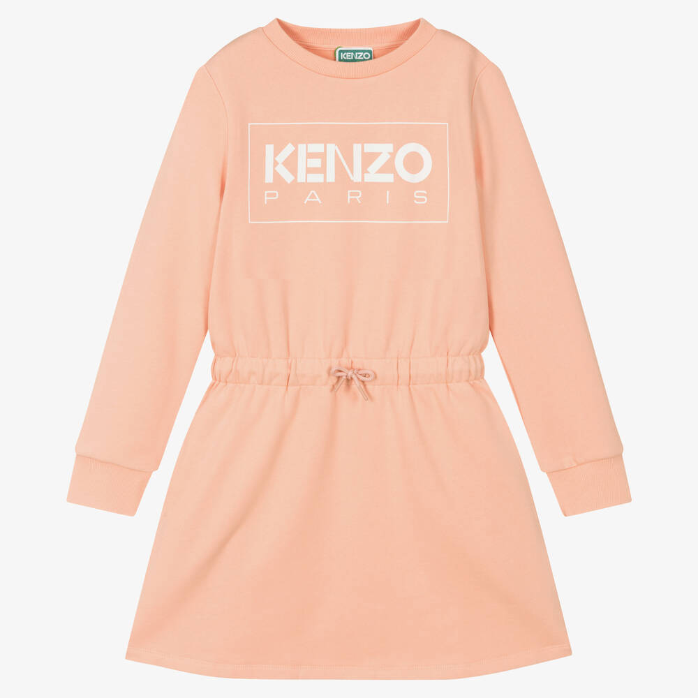 KENZO KIDS - فستان تينز بناتي قطن جيرسي لون زهري | Childrensalon