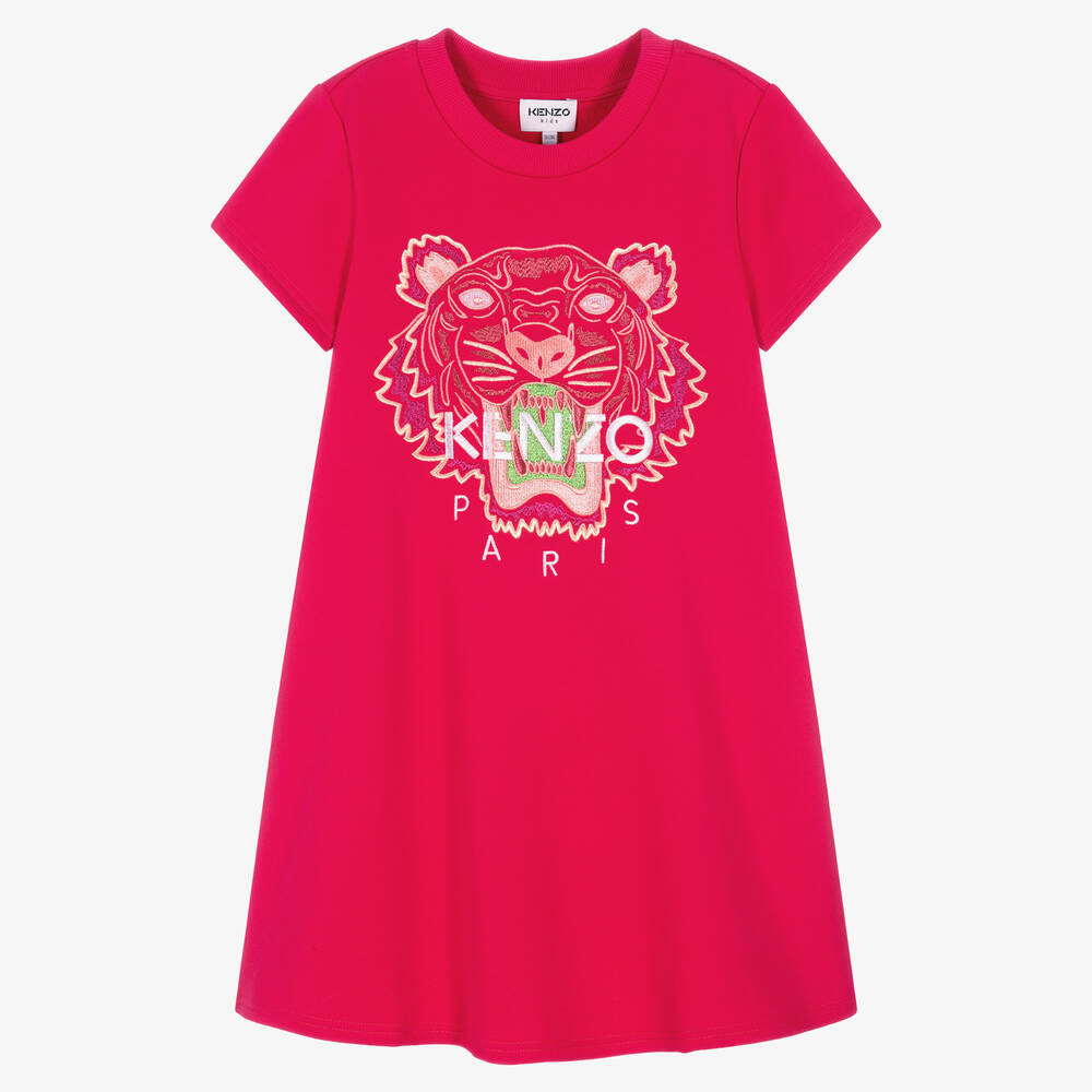 KENZO KIDS - Teen Girls Pink Cotton Tiger Dress | Childrensalon