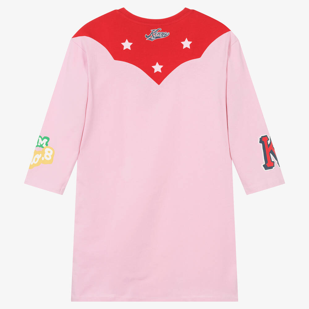 KENZO KIDS-Teen Girls Pink Cotton Varsity Dress | Childrensalon Outlet