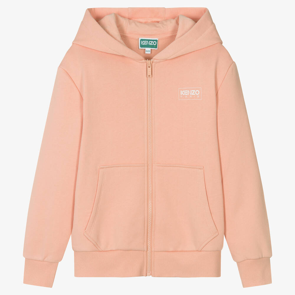 KENZO KIDS - Teen Girls Pink Cotton Zip-Up Top | Childrensalon