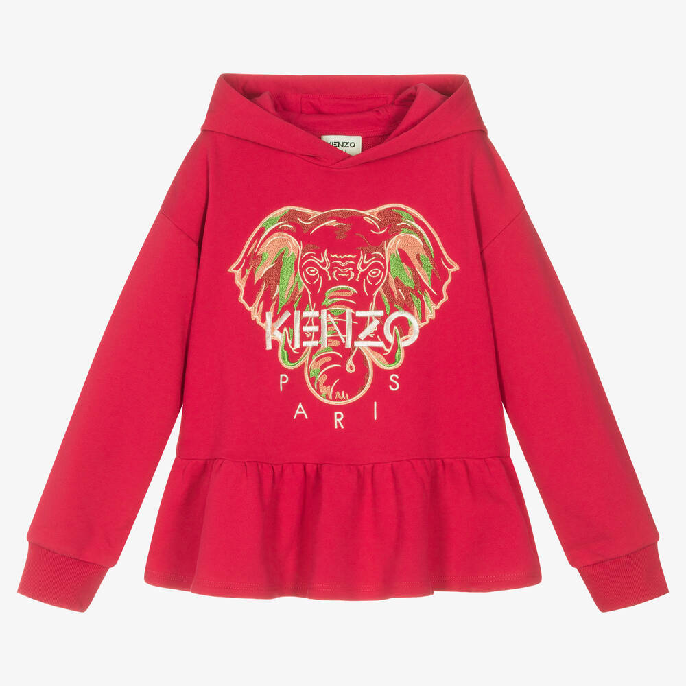 KENZO KIDS - Teen Girls Pink Elephant Hooded Sweatshirt | Childrensalon