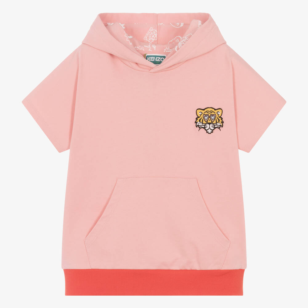 KENZO KIDS Teen Girls Pink K Cotton Hoodie Childrensalon Outlet