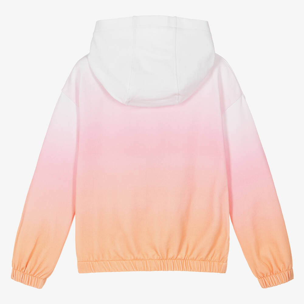 KENZO KIDS Teen Girls Pink Logo Zip Up Hoodie Childrensalon Outlet