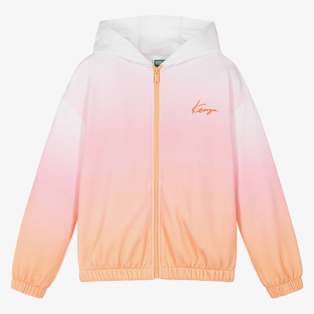 KENZO KIDS - Teen Girls Pink Logo Zip-Up Hoodie  | Childrensalon