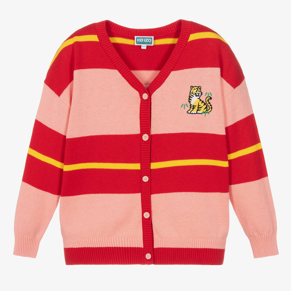KENZO KIDS-Розово-красный хлопковый кардиган KOTORA | Childrensalon Outlet