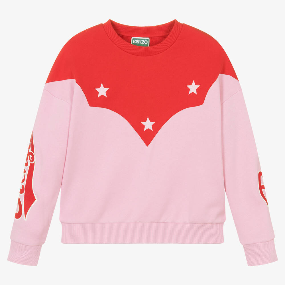 KENZO KIDS - Sweat rose et rouge varsity ado fille | Childrensalon