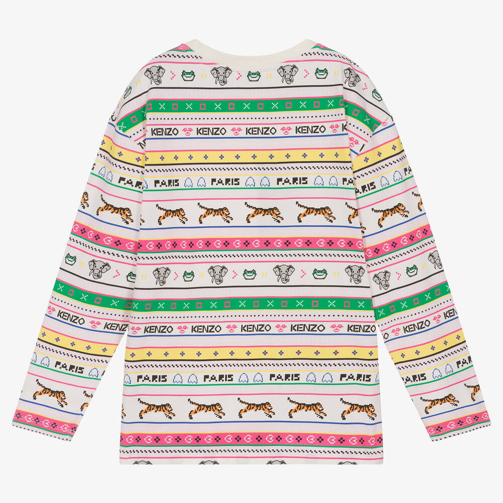 KENZO KIDS-Розовый топ из хлопкового джерси в полоску | Childrensalon Outlet