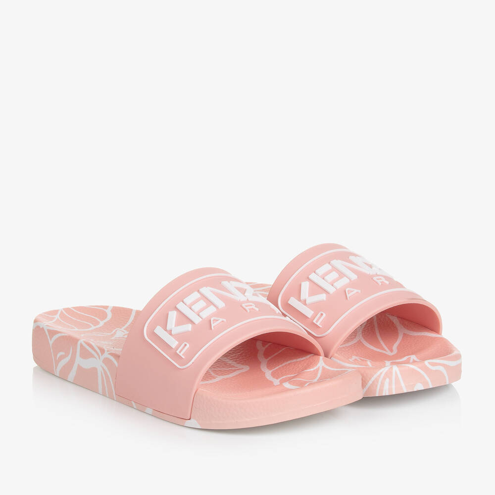 KENZO KIDS Teen Girls Pink Tiger Elephant Sliders Childrensalon Outlet