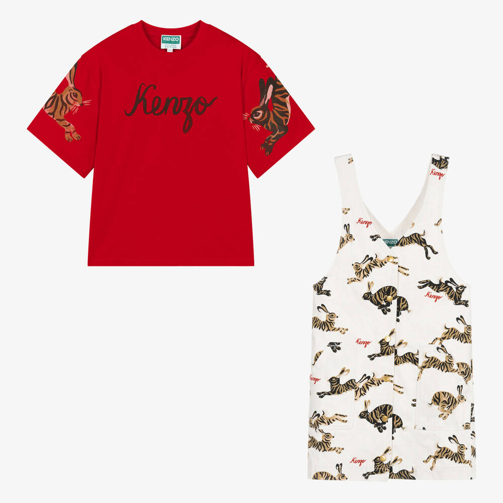 KENZO KIDS - Teen Kleid-Set mit Hasen-Print (M) | Childrensalon