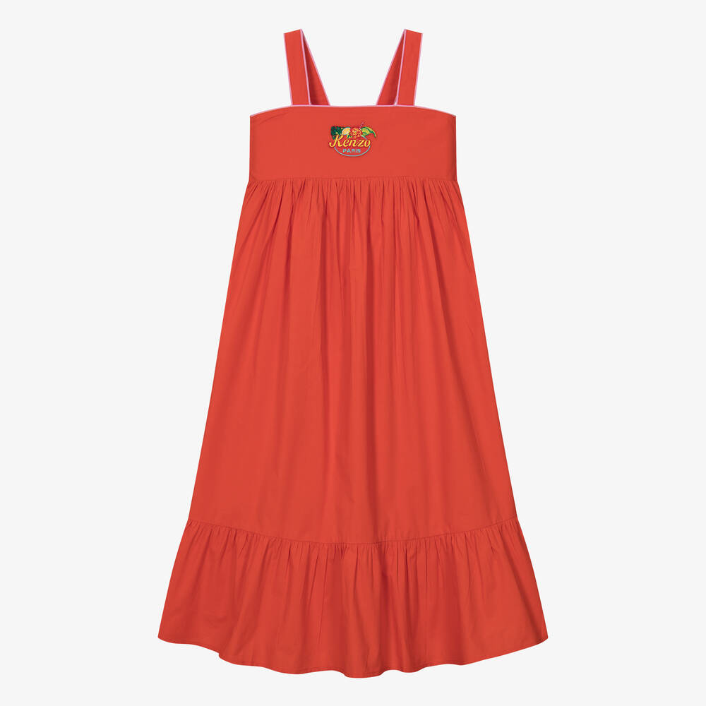 KENZO KIDS-Teen Girls Red Cotton Dress | Childrensalon Outlet
