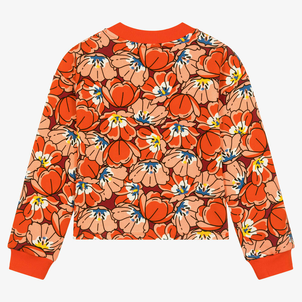 KENZO KIDS-Teen Girls Red Cotton Floral Sweatshirt | Childrensalon Outlet