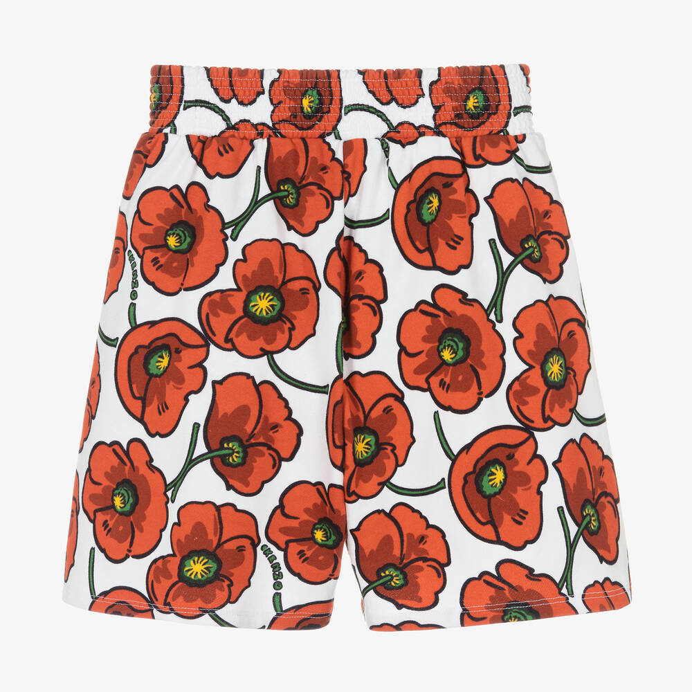 KENZO KIDS-Teen Girls Red Cotton Poppy Logo Shorts | Childrensalon Outlet