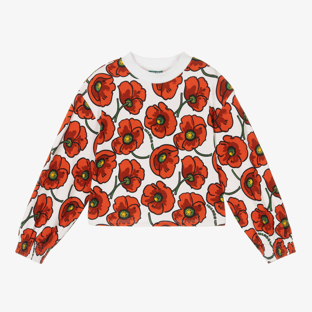 KENZO KIDS - Teen Girls Red Cotton Poppy Sweatshirt | Childrensalon