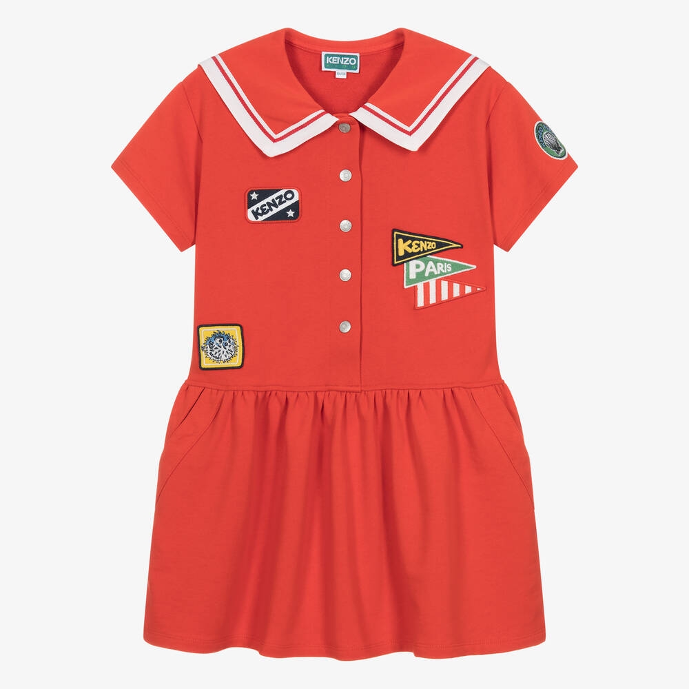 KENZO KIDS-Teen Girls Red Cotton Sailor Dress | Childrensalon Outlet