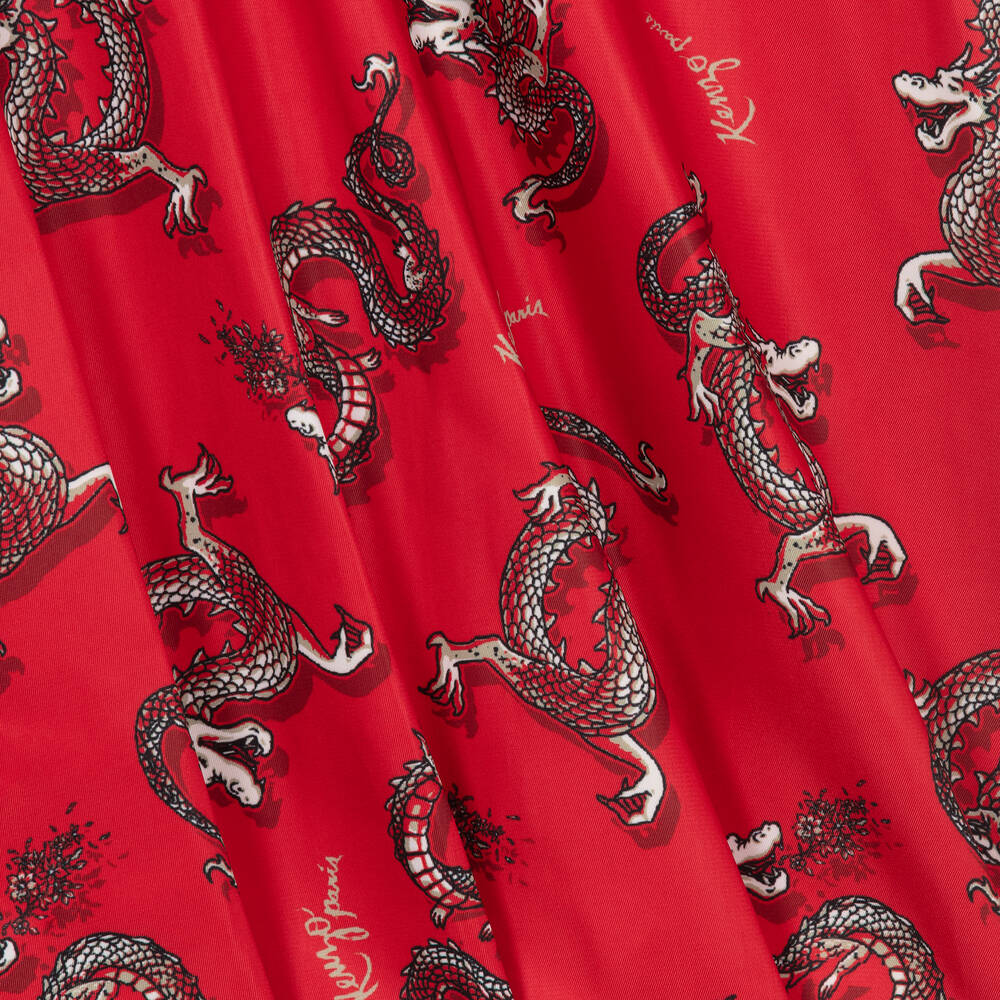 KENZO KIDS-Красное платье с драконами для девочек-подростков | Childrensalon Outlet