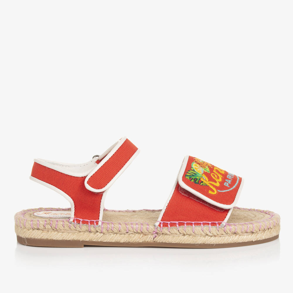 KENZO KIDS-Красные парусиновые сандалии с вышивкой для девочек-подростков | Childrensalon Outlet