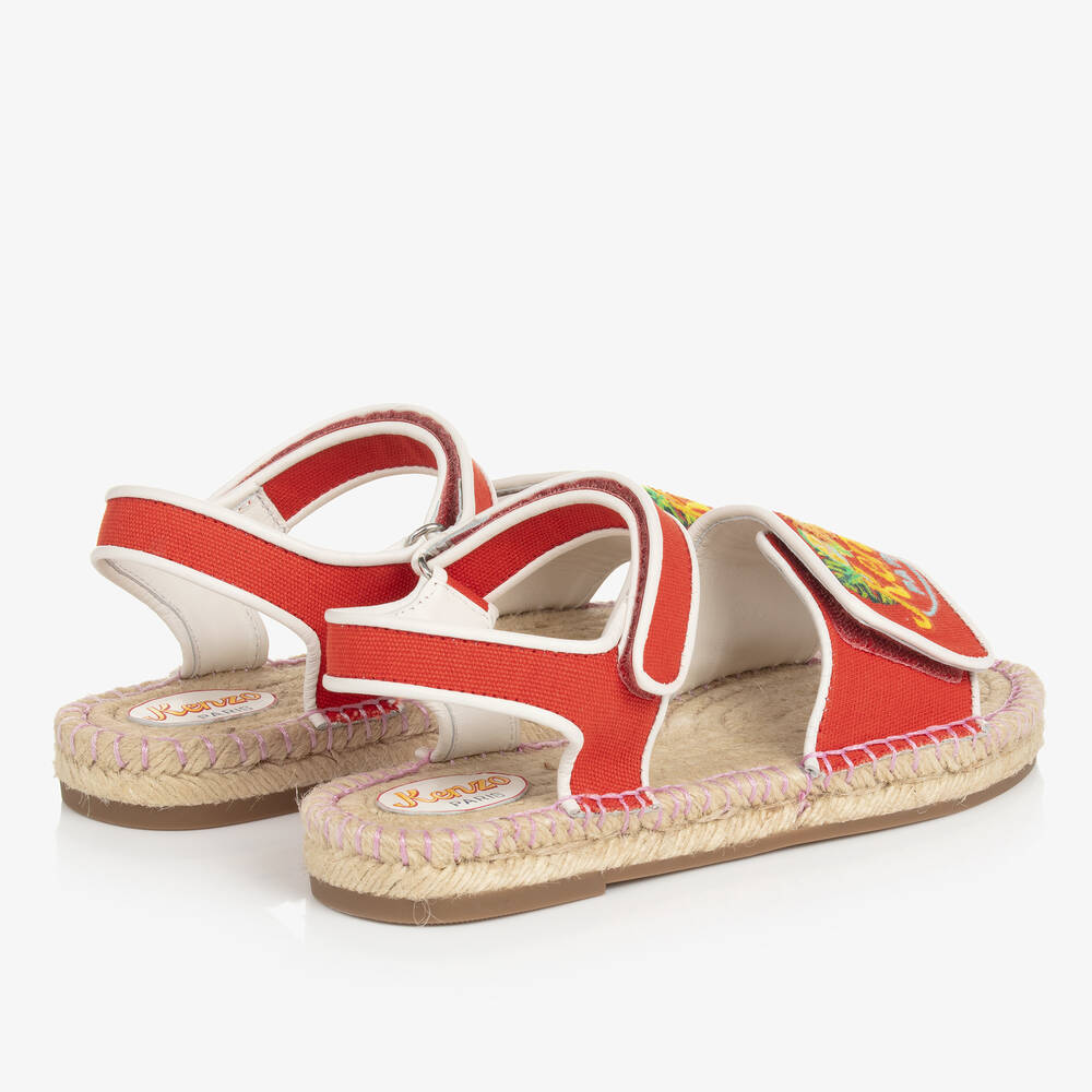 KENZO KIDS-Красные парусиновые сандалии с вышивкой для девочек-подростков | Childrensalon Outlet
