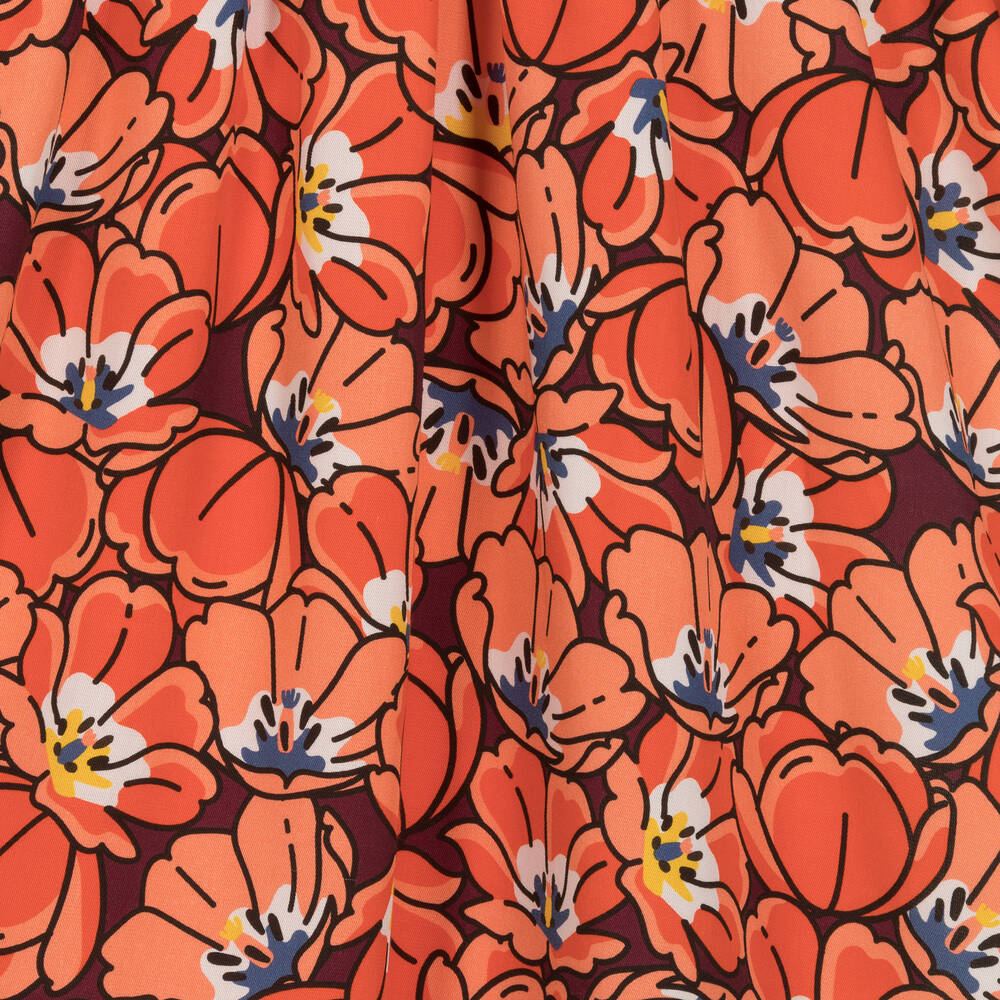 KENZO KIDS-Красно-оранжевое платье с цветами для девочек-подростков | Childrensalon Outlet