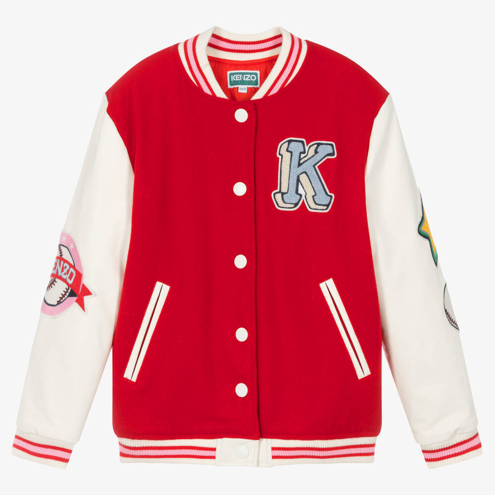 KENZO KIDS - Teen Girls Red Varsity Tiger Baseball Jacket | Childrensalon