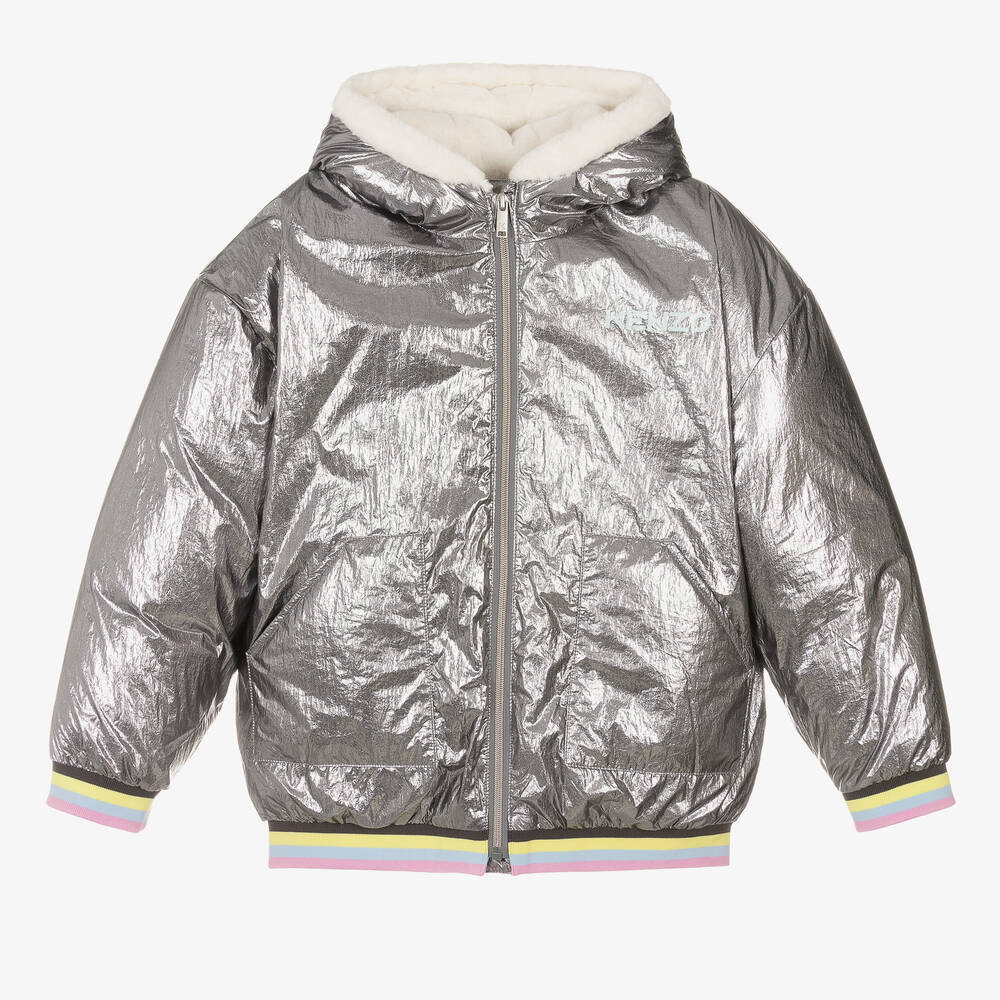 KENZO KIDS - Silberfarbene Teen Steppjacke (M) | Childrensalon