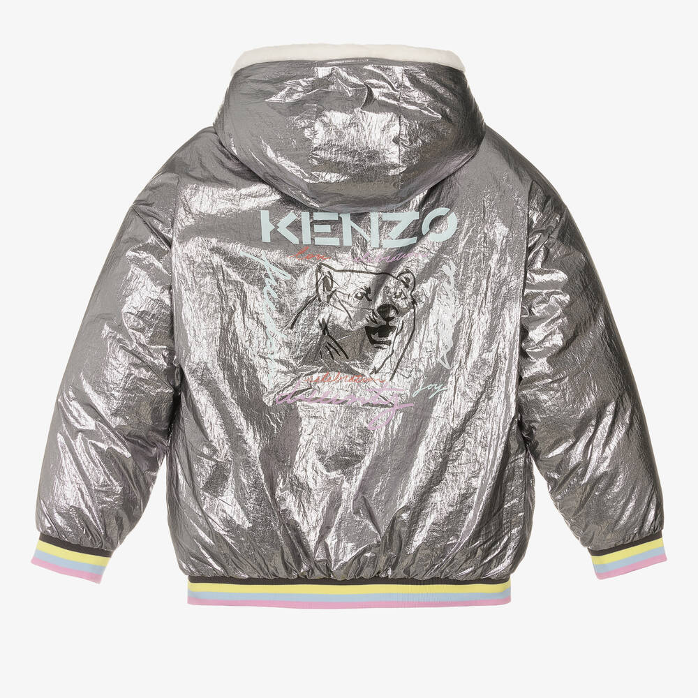 KENZO KIDS-Teen Girls Silver Puffer Coat | Childrensalon Outlet
