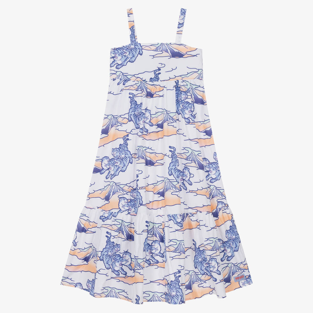 KENZO KIDS - Robe bleue et blanche en popeline | Childrensalon