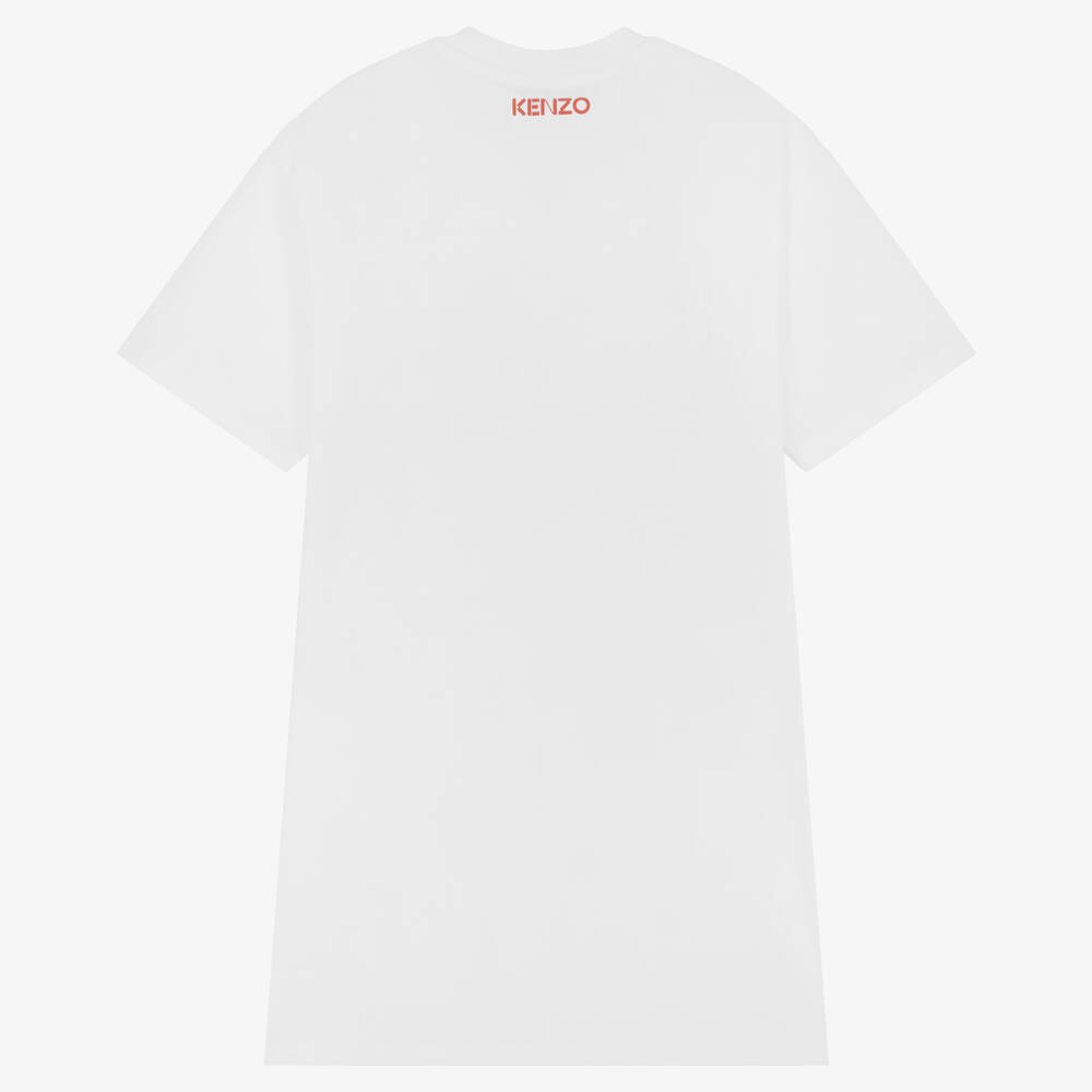 KENZO KIDS-فستان تينز بناتي قطن لون أبيض | Childrensalon Outlet