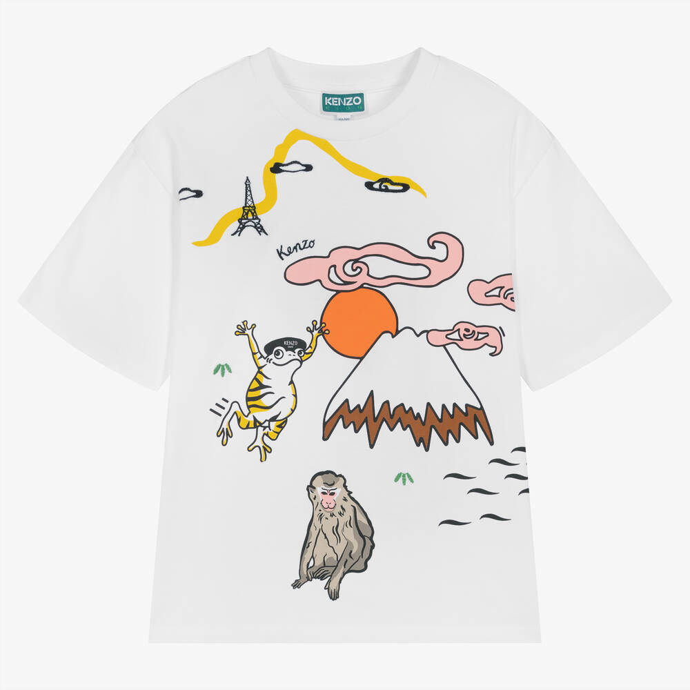 KENZO KIDS - Weißes T-Shirt mit KOTORA Landkarte | Childrensalon