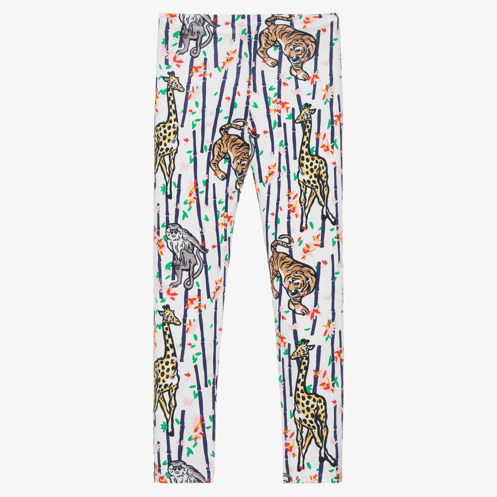 KENZO KIDS-Teen Girls White Cotton Logo Leggings | Childrensalon Outlet