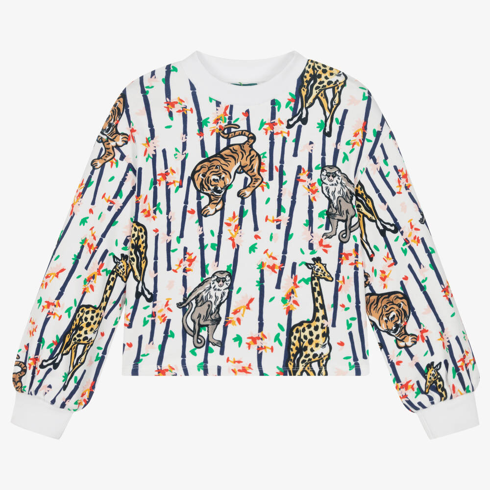 KENZO KIDS - Sweat blanc en coton ado fille | Childrensalon