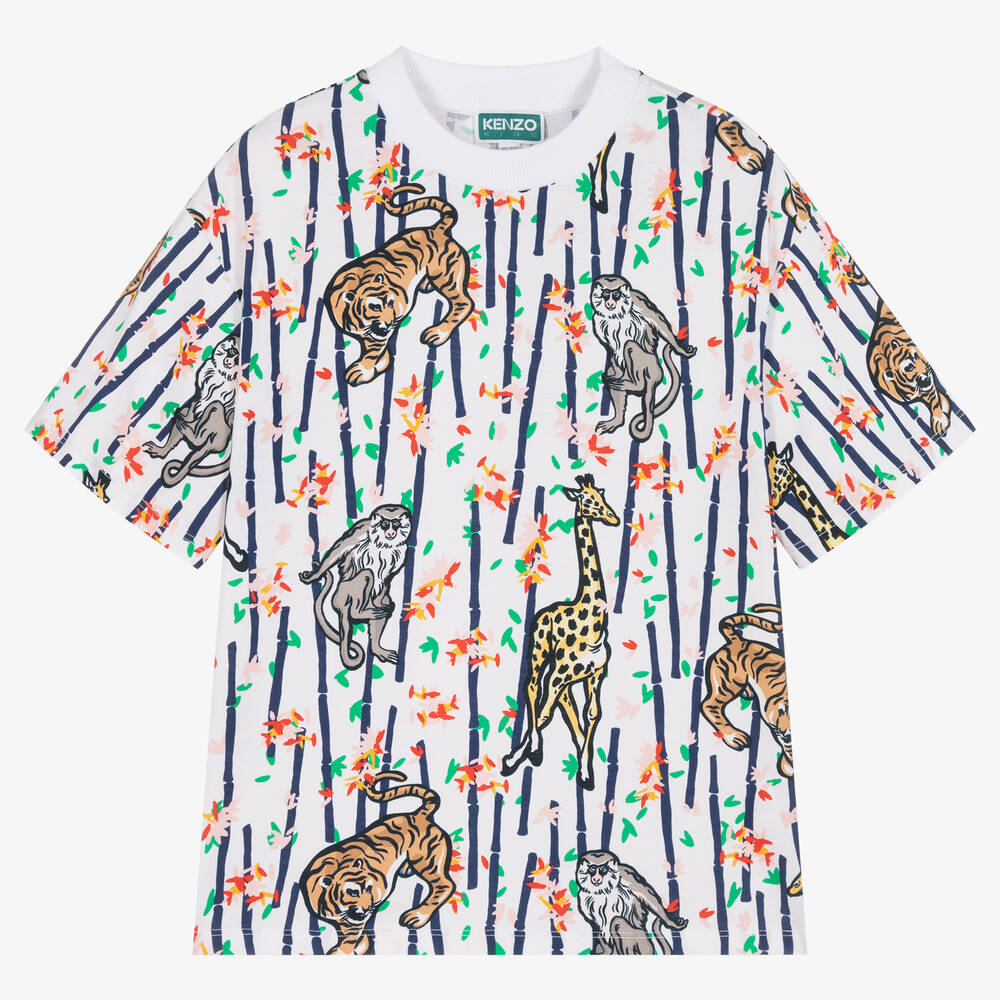 KENZO KIDS - T-shirt blanc en coton ado fille | Childrensalon